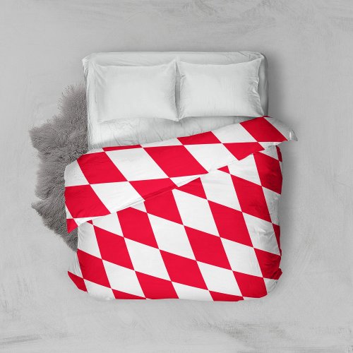 Red and White Bavaria Diamond Flag Pattern Duvet Cover