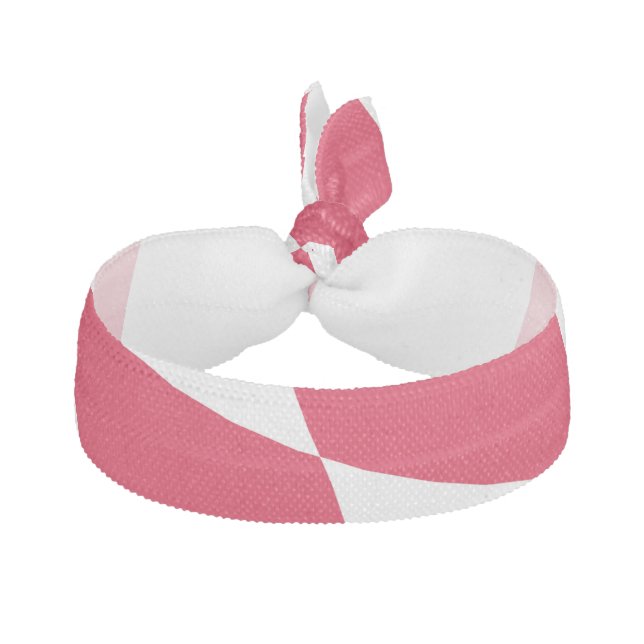 Red and White Bavaria Diamond Flag Pattern Elastic Hair Tie (Front)