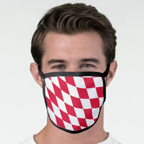 Red and White Bavaria Diamond Flag Pattern Face Mask