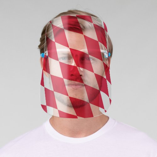 Red and White Bavaria Diamond Flag Pattern Face Shield