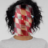 Red and White Bavaria Diamond Flag Pattern Face Shield (Insitu)
