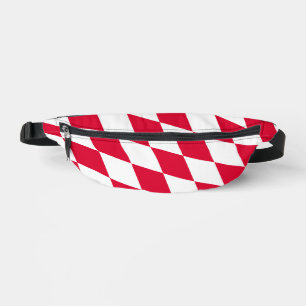 Red and White Bavaria Diamond Flag Pattern Fanny Pack