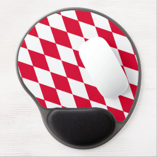 Red and White Bavaria Diamond Flag Pattern Gel Mouse Pad