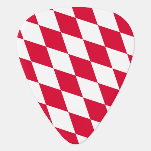 Red and White Bavaria Diamond Flag Pattern Guitar Pick