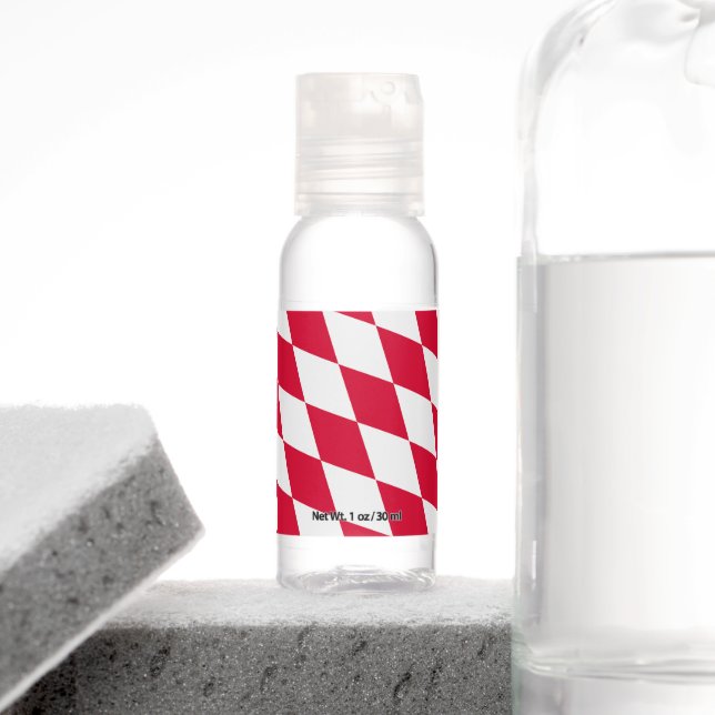 Red and White Bavaria Diamond Flag Pattern Hand Sanitizer (Insitu)