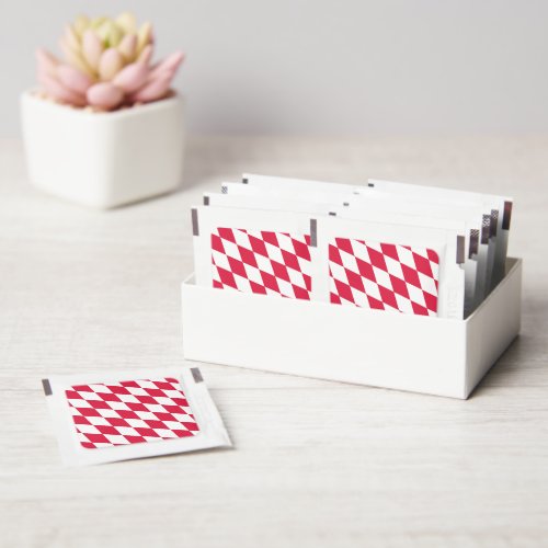 Red and White Bavaria Diamond Flag Pattern Hand Sanitizer Packet
