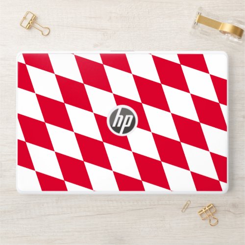Red and White Bavaria Diamond Flag Pattern HP Laptop Skin