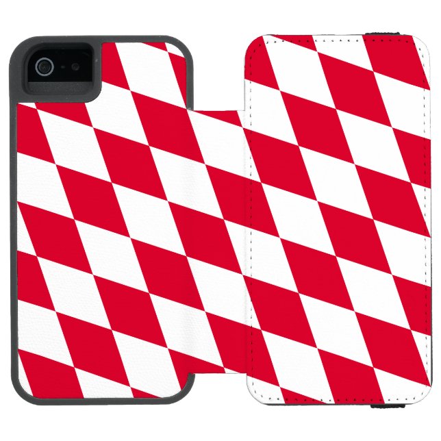 Red and White Bavaria Diamond Flag Pattern Incipio iPhone Wallet Case (Folio Open)