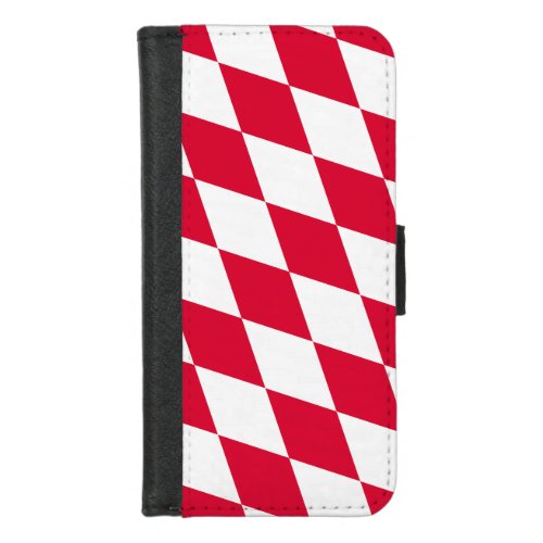 Red and White Bavaria Diamond Flag Pattern iPhone 87 Wallet Case