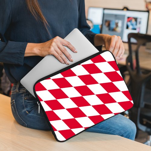 Red and White Bavaria Diamond Flag Pattern Laptop Sleeve