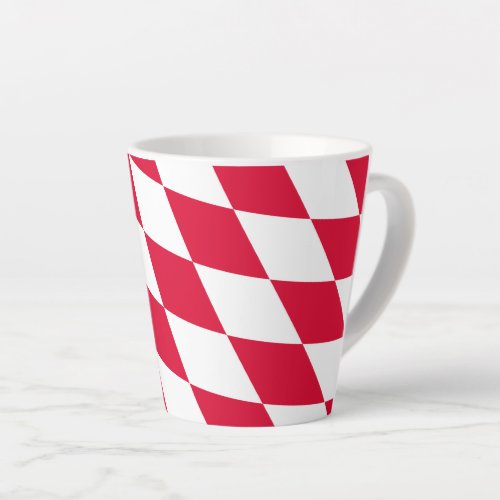Red and White Bavaria Diamond Flag Pattern Latte Mug