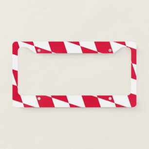 Red and White Bavaria Diamond Flag Pattern License Plate Frame