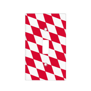Red and White Bavaria Diamond Flag Pattern Light Switch Cover