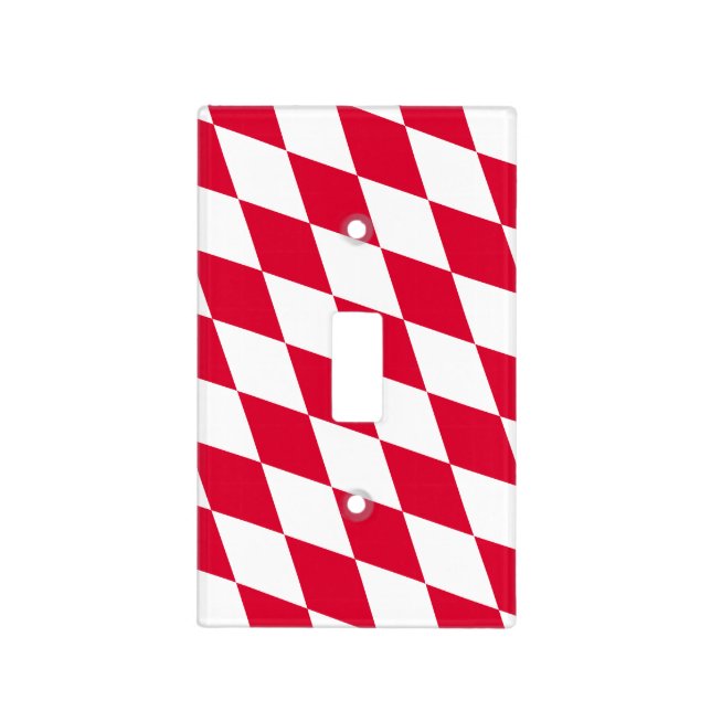 Red and White Bavaria Diamond Flag Pattern Light Switch Cover (Front)