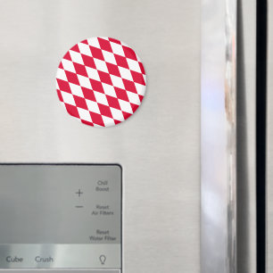 Red and White Bavaria Diamond Flag Pattern Magnet