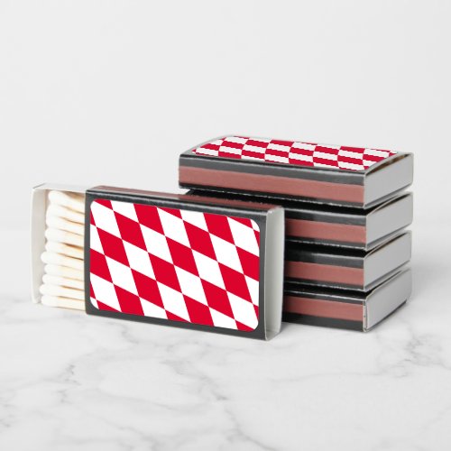 Red and White Bavaria Diamond Flag Pattern Matchboxes