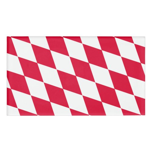 Red and White Bavaria Diamond Flag Pattern Name Tag