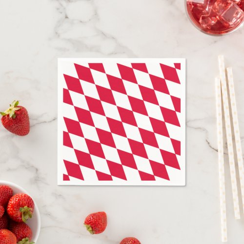 Red and White Bavaria Diamond Flag Pattern Napkins