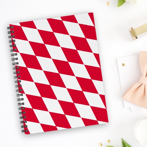 Red and White Bavaria Diamond Flag Pattern Notebook