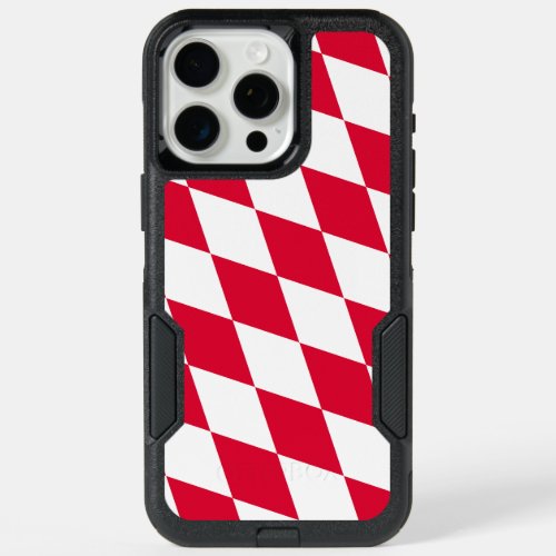 Red and White Bavaria Diamond Flag Pattern iPhone 15 Pro Max Case