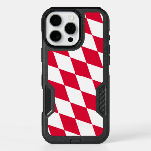 Red and White Bavaria Diamond Flag Pattern iPhone 16 Pro Max Case