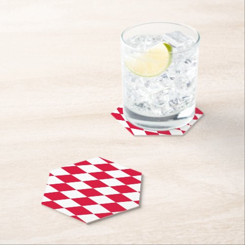 Red and White Bavaria Diamond Flag Pattern Paper Coaster