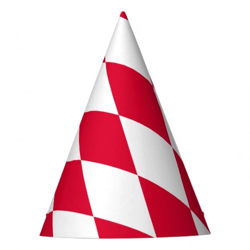 Red and White Bavaria Diamond Flag Pattern Party Hat