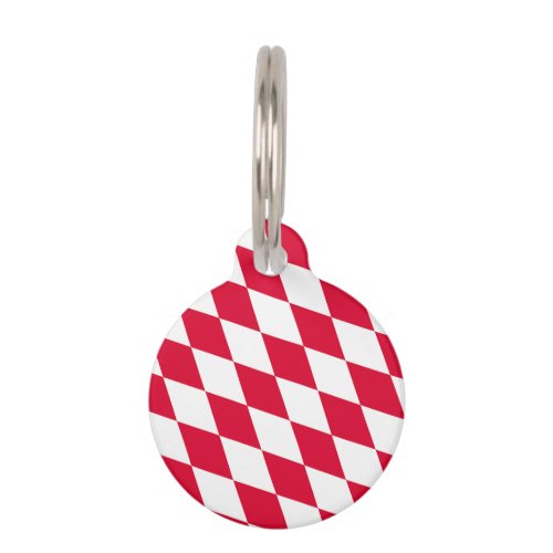 Red and White Bavaria Diamond Flag Pattern Pet ID Tag