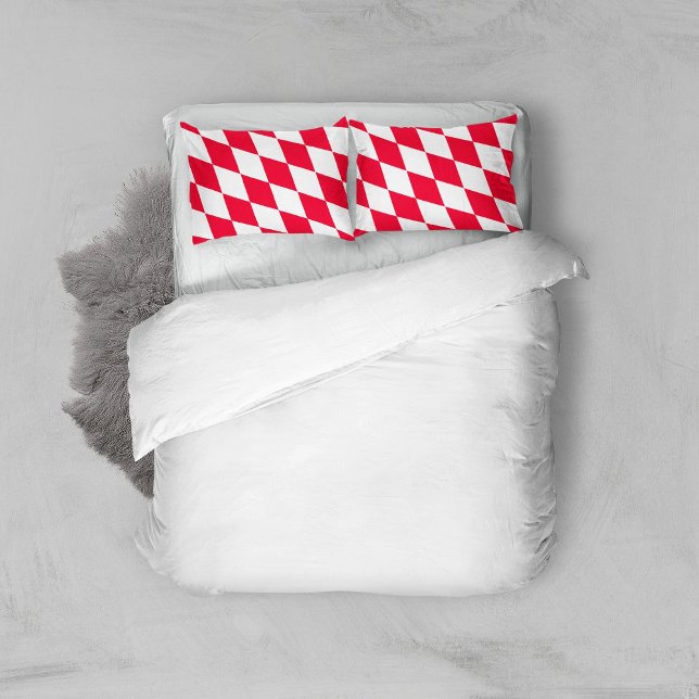 Red and White Bavaria Diamond Flag Pattern Pillow Case (Creator Uploaded)