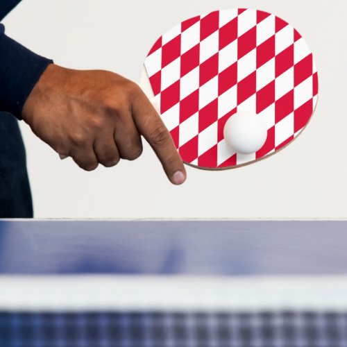 Red and White Bavaria Diamond Flag Pattern Ping Pong Paddle