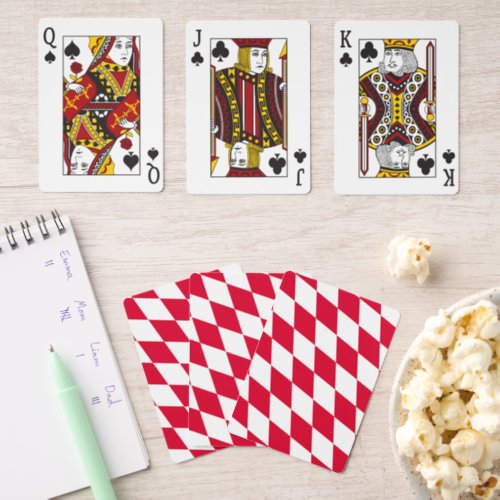 Red and White Bavaria Diamond Flag Pattern Pinochle Cards