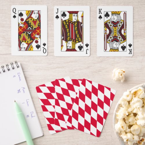 Red and White Bavaria Diamond Flag Pattern Playing Cards