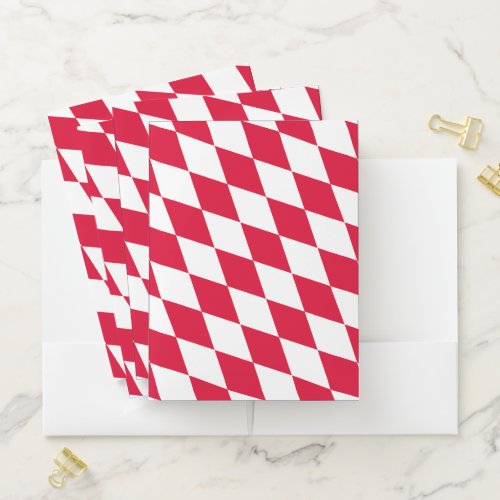 Red and White Bavaria Diamond Flag Pattern Pocket Folder