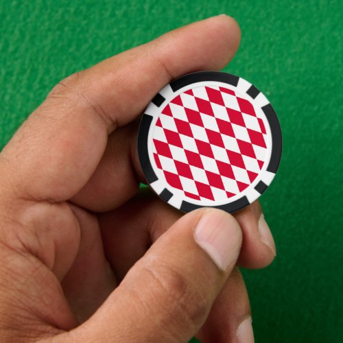 Red and White Bavaria Diamond Flag Pattern Poker Chips