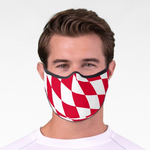 Red and White Bavaria Diamond Flag Pattern Premium Face Mask
