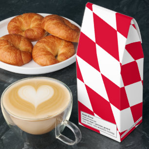 Red and White Bavaria Diamond Flag Pattern Roasted Coffee