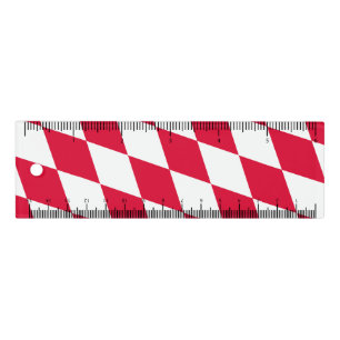 Red and White Bavaria Diamond Flag Pattern Ruler