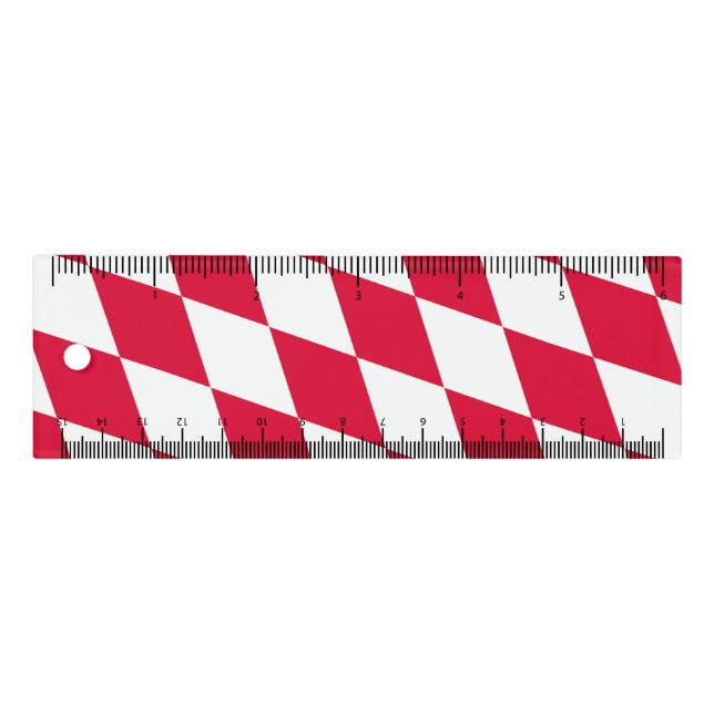 Red and White Bavaria Diamond Flag Pattern Ruler (Front)