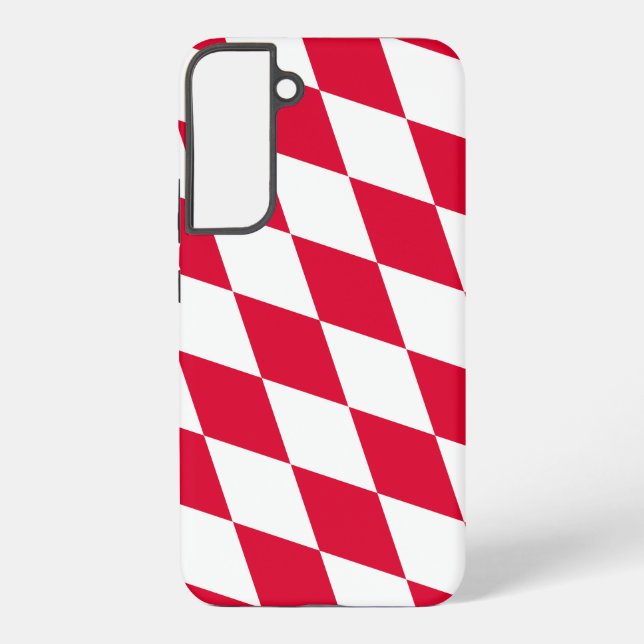 Red and White Bavaria Diamond Flag Pattern Samsung Galaxy Case (Back)