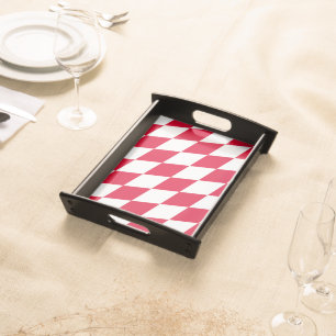 Red and White Bavaria Diamond Flag Pattern Serving Tray