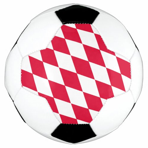 Red and White Bavaria Diamond Flag Pattern Soccer Ball