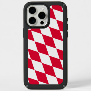 Red and White Bavaria Diamond Flag Pattern iPhone 15 Pro Max Case