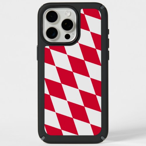 Red and White Bavaria Diamond Flag Pattern iPhone 15 Pro Max Case