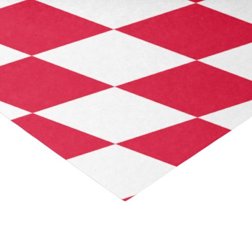 Red and White Bavaria Diamond Flag Pattern Tissue Paper