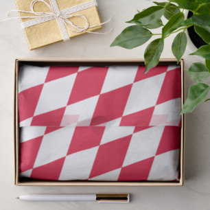 Red and White Bavaria Diamond Flag Pattern Tissue Paper