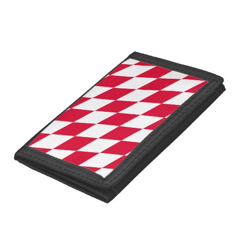 Red and White Bavaria Diamond Flag Pattern Trifold Wallet