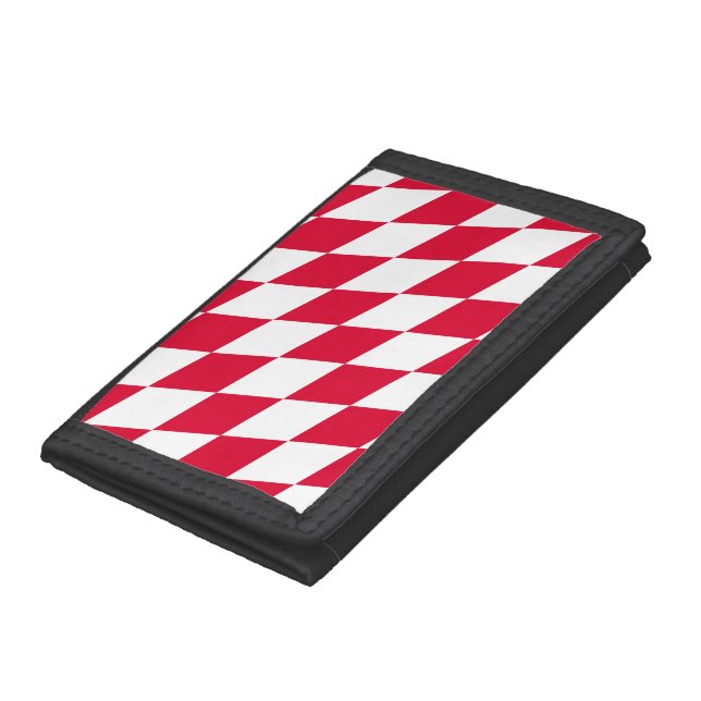 Red and White Bavaria Diamond Flag Pattern Trifold Wallet (Bottom)