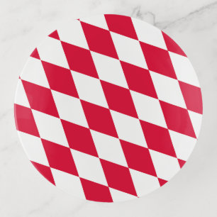 Red and White Bavaria Diamond Flag Pattern Trinket Tray