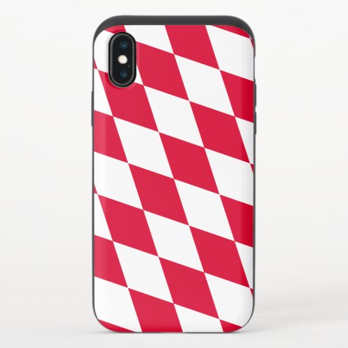 Red and White Bavaria Diamond Flag Pattern iPhone XS Slider Case