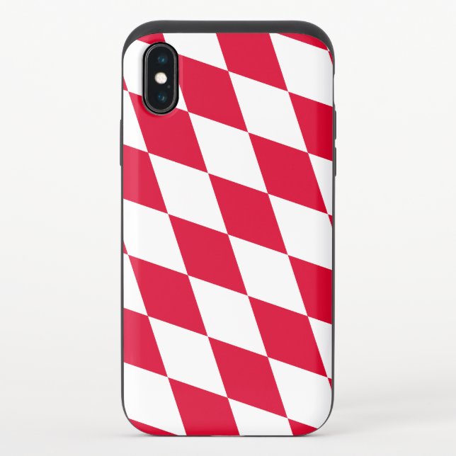 Red and White Bavaria Diamond Flag Pattern Uncommon iPhone Case (Back)